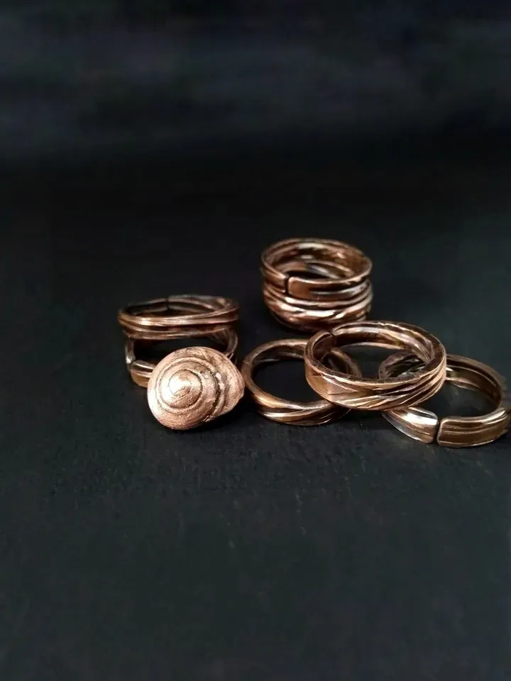 Rustic Copper Ring Textured Copper Band Ring for Men 7th Anniversary Gift Alternative Engagement Ring