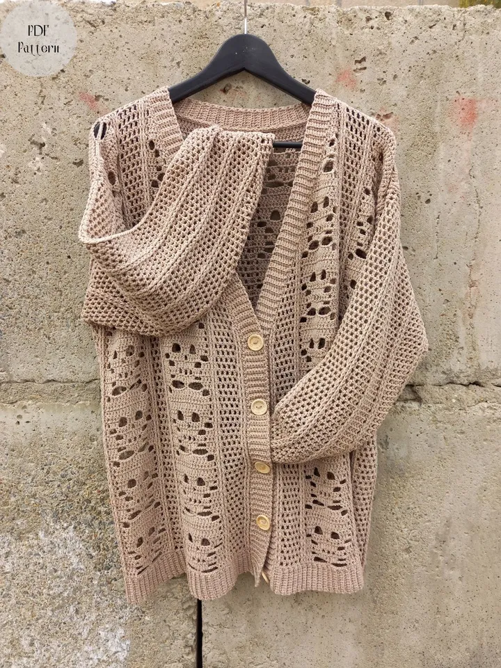 Crochet pattern, Crochet skulls cardigan, Oversized cardigan, Loose crochet cardigan, Crochet pattern easy cardigan