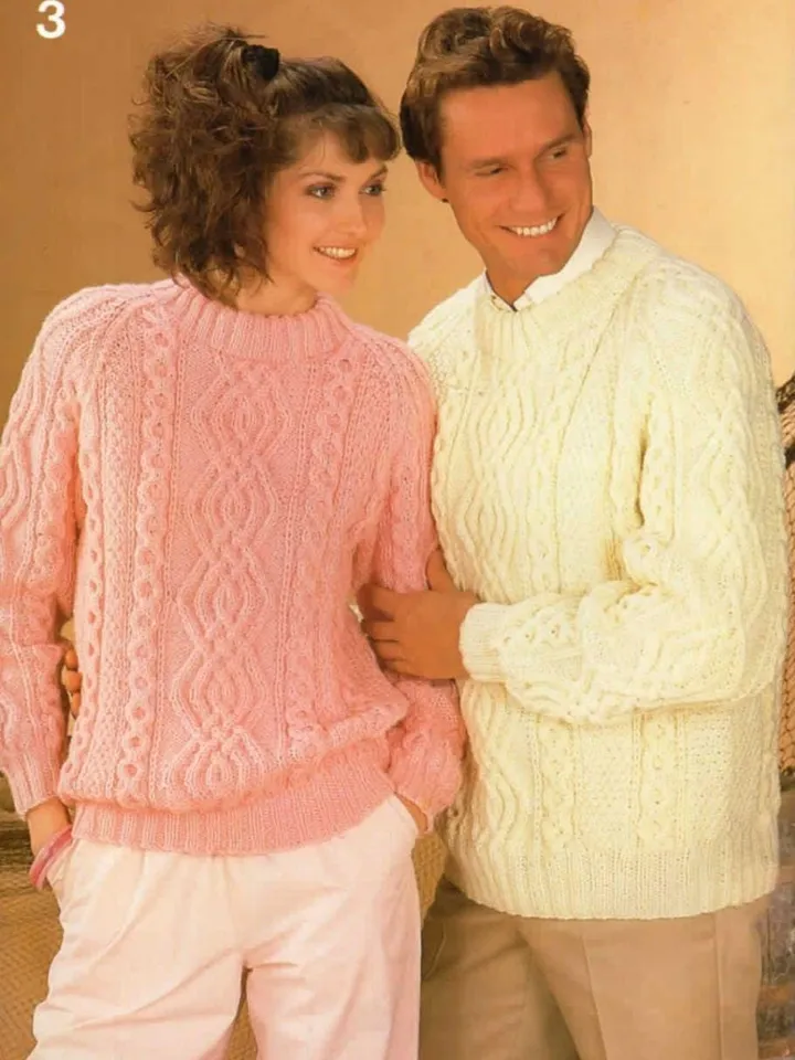 Women men aran sweater, sweater knitting pattern, cable chunky aran sweater pattern pdf instant download