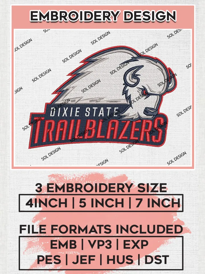 Utah Tech Trailblazers Team Mascot Logo embroidery designs, NCAA Utah Tech Trailblazers Logo Machine embroidery designs, NCAA Logo embroidery designs, NCAA Lopes Machine embroidery designs, Digital Download