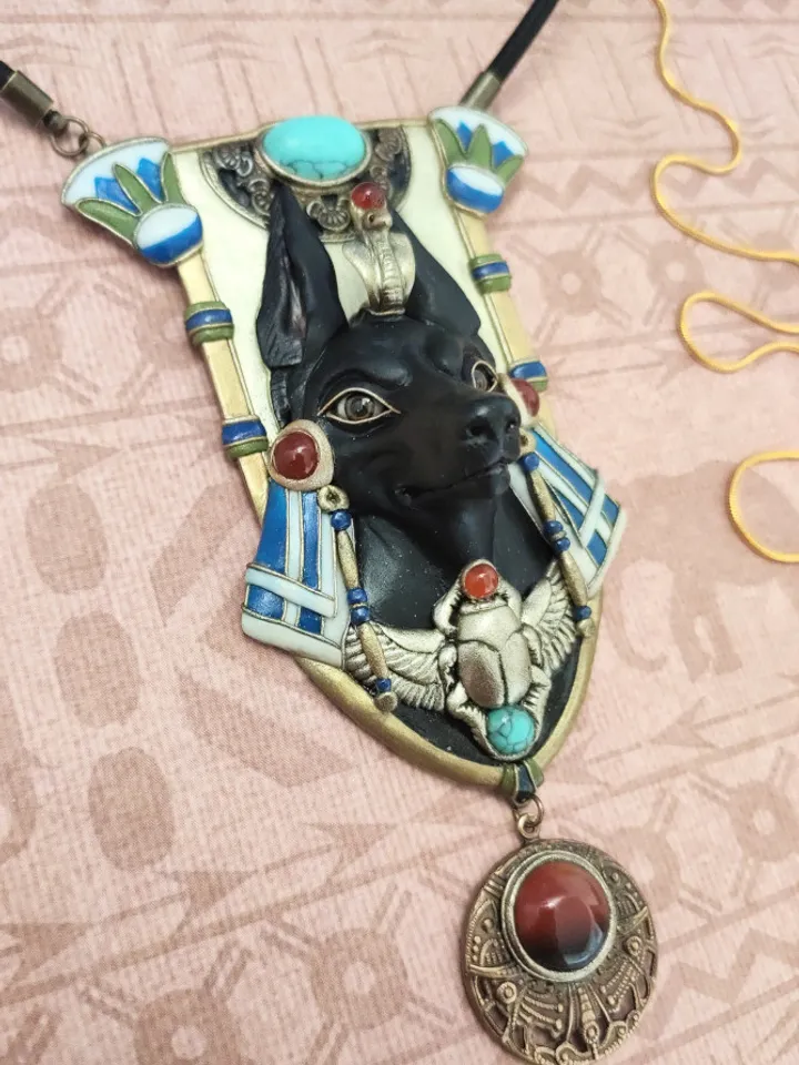 Anubis necklace, Egyptian jewelry, Ethnic necklace, Anubis pendant, Anubis jewelry