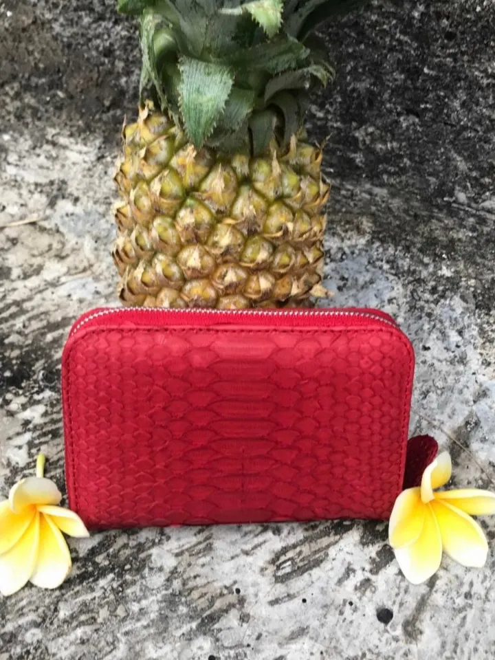 Genuine python skin red wallet | Small wallet | Exotic leather wallet | Women wallet | Snake trendy Wallet | Snakeskin designer wallet