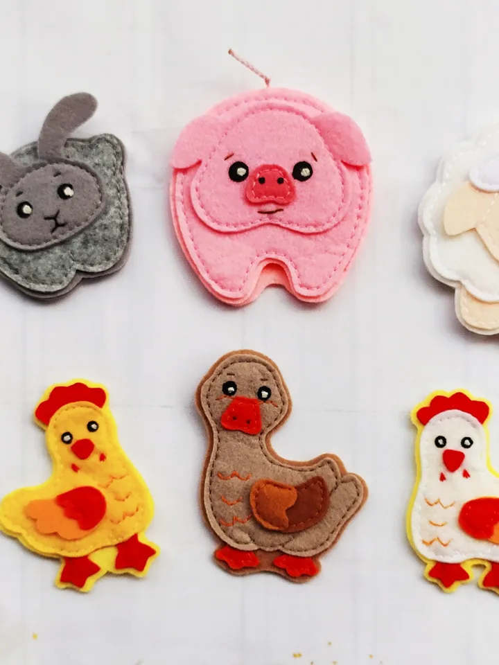 Felt farm animals pattern, Felt finger puppet toys pattern, Farm Quiet Book Pattern, Felt sewing pattern PDF for toddler