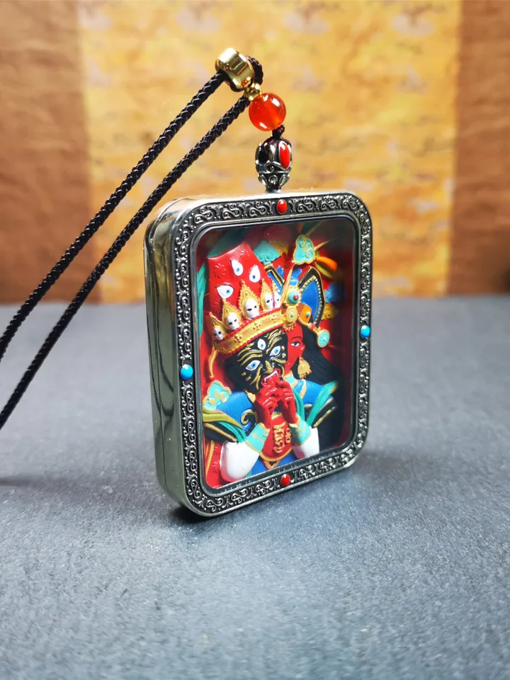Gandhanra Handmade Tibetan Gau Ghau Shrine,Consecration Shri Devi Tsa Tsa,Drashi Lhamo,Zashi Lhamo,Mini Tibetan Buddhist Altar Amulet