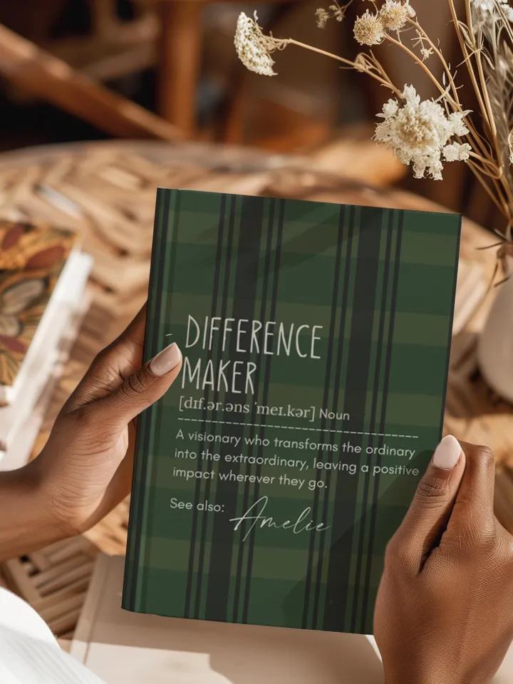 Personalized Difference Maker Journal with your name; Difference Maker Definition Gift; Custom Coworker Gift Employee gift Mentor Leader