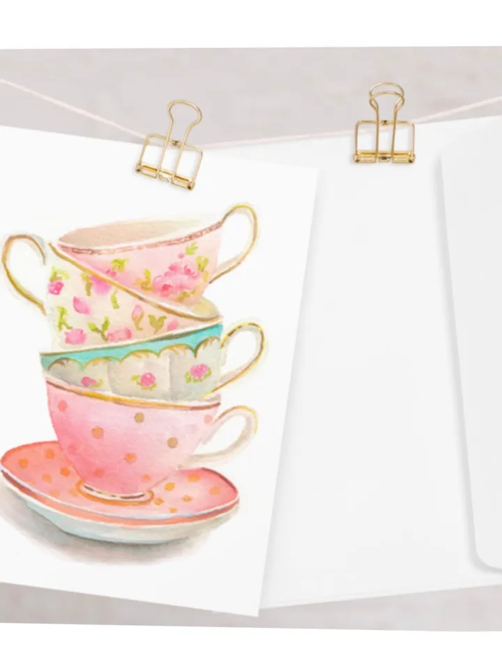 Greeting card Funny Birthday Card Thank You Card ForTea Lovers Tea Cups Thank You Card Nurse Card Gardener Card Flower Card Botanical Cards,