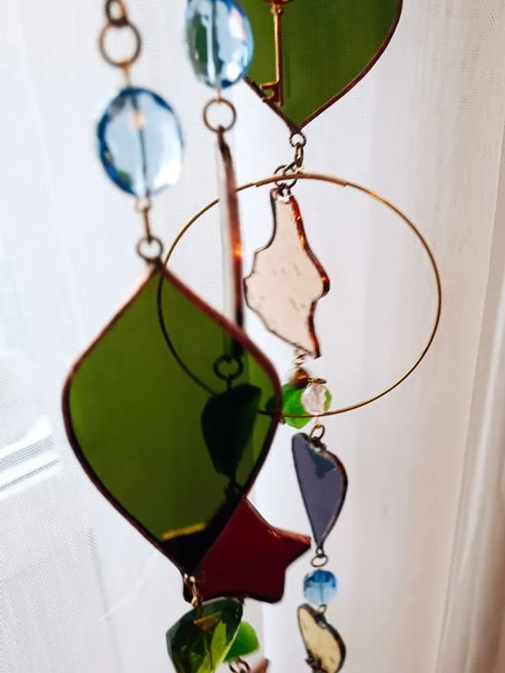 "Calm Chic" Collection, Tiffany-Style Glass Garlands, Tiffany Glass Garland Collection, Handmade Stained Glass Garland, Elegant Tiffany Style Home Decor, Art Glass Window Garland, Colorful Stained Glass Hanging Decor,Handcrafted Tiffany Technique Garland