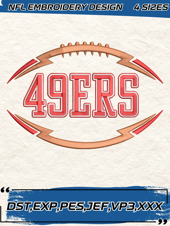San Francisco 49ers in Ball Embroidery Design,NFL Logo Embroidery Design,Machine Embroidery Design File,4 Sizes, Digital Download