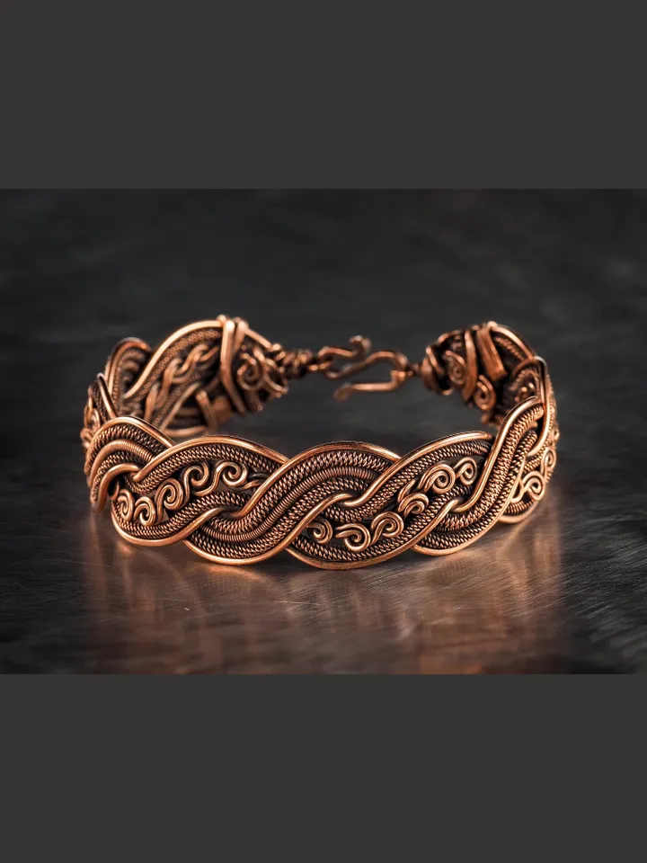 Wire wrapped copper bracelet for woman Antique style copper jewelry WireWrapArt