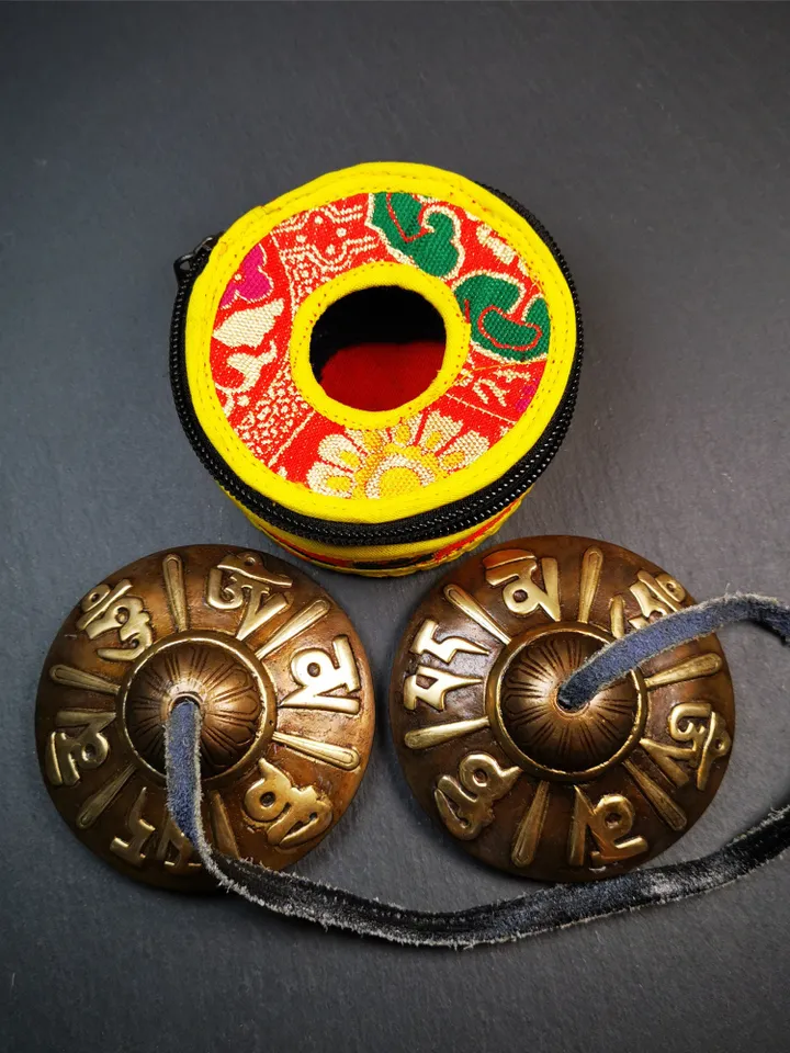 Gandhanra 8cm Tibetan Cymbals,OM Mantra Tingsha Bell,Buddhism Ritual Implement,Handmade in Nepal