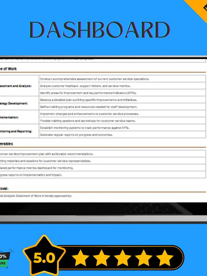 Customer Service Statement of Work Template | SOW Agreement Form & Job Scope Document in Google Sheets