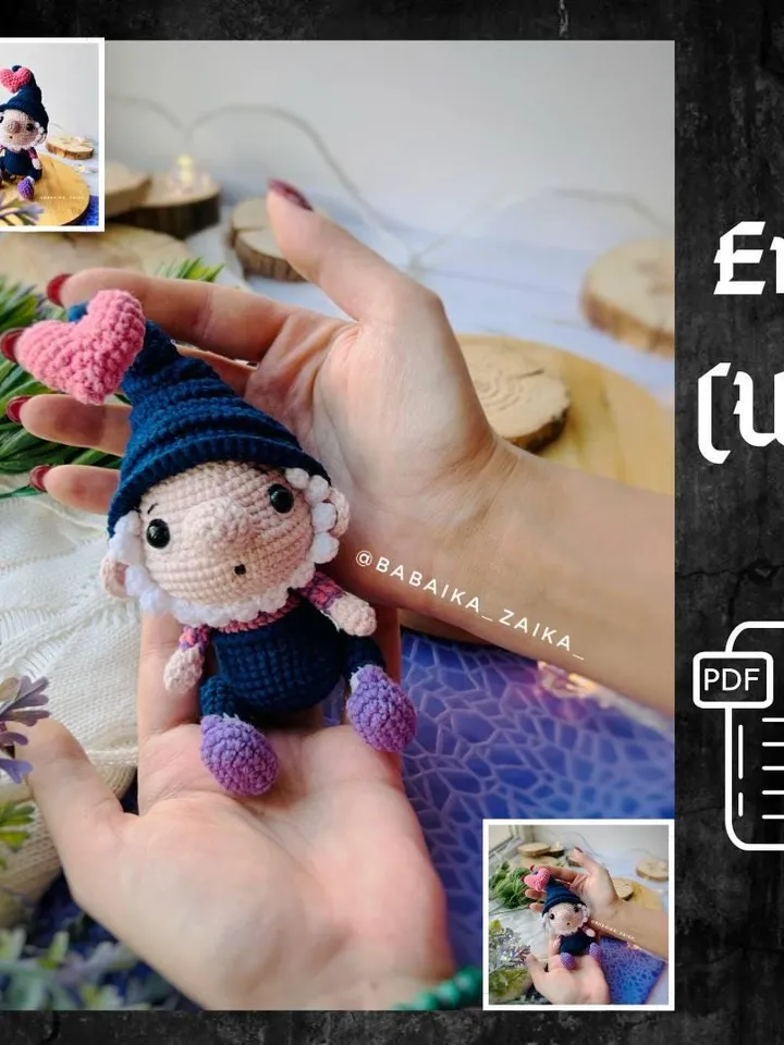PDF Crochet Pattern Cute Gnome in love Crochet Gnome and Heart Amigurumi gnome pattern Crochet Heart Cute gnome Doll pattern Amigurumi doll