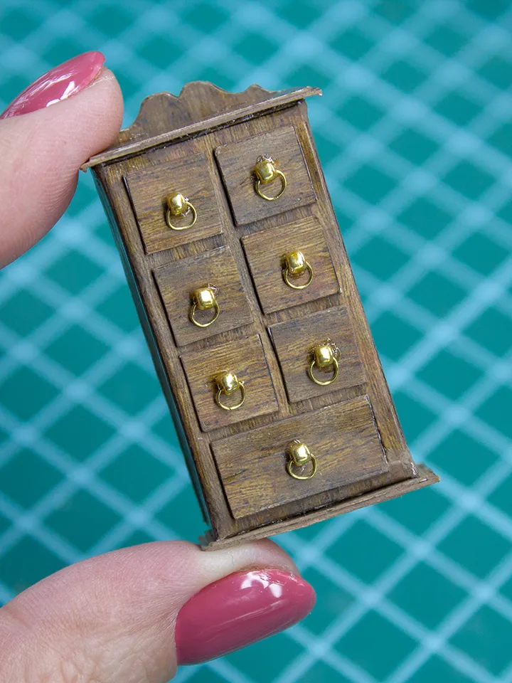 TEMPLATE Miniature paper cabinet with 7 drawers for 1:12 scale dollhouse