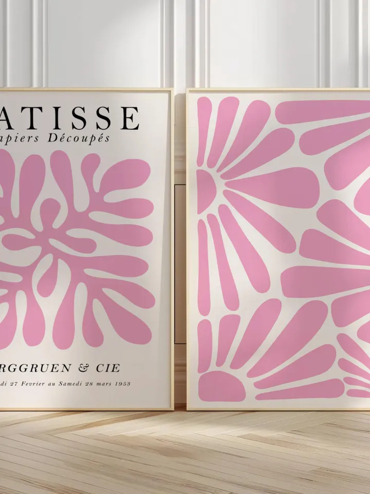 Pink Matisse Print Set Printable Wall Art Pink Print Set Gallery Wall Set of 3 Prints Preppy Wall Art Exhibition Posters Danish Pastel