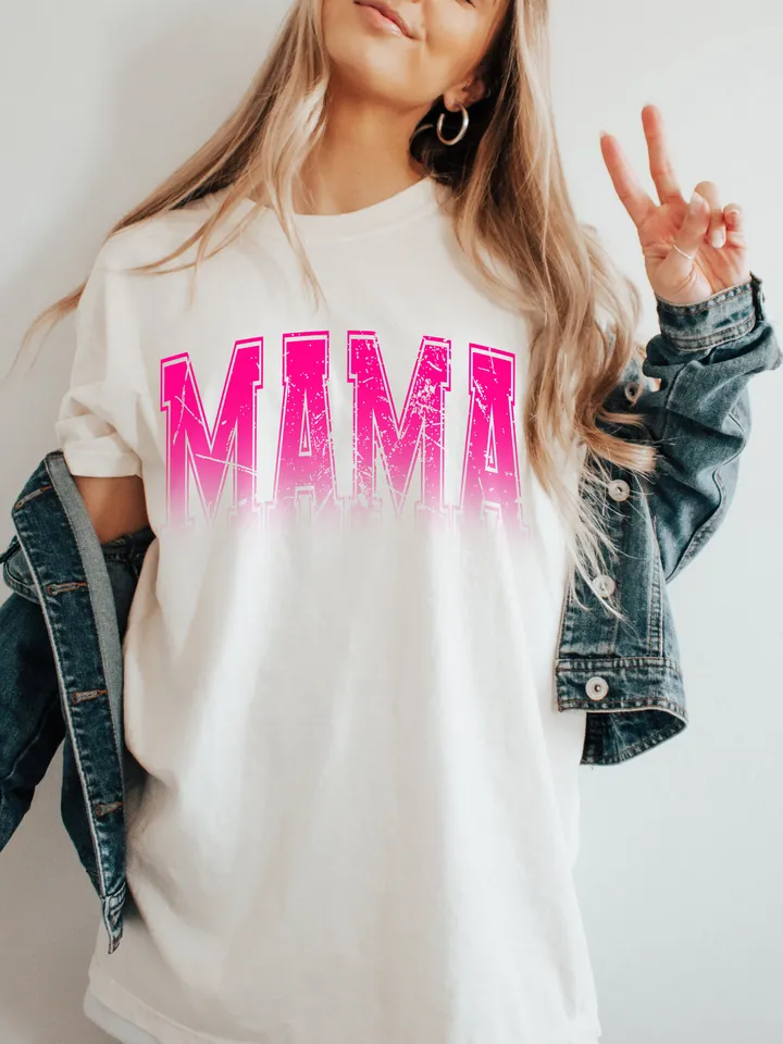Varsity Font Mama PNG, Gradient Distressed Faded Varsity Mama Png, Grunge Mom Digital File, Collegiate Mama Shirt Design, Mama Dtg Ombre