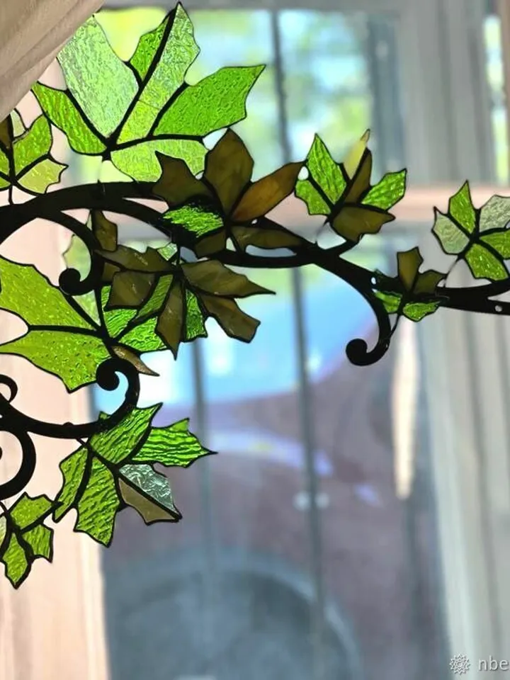 Tiffany Stained Glass: Maple Leaves on a Monogram, Tiffany Glass Art, Tiffany Stained Glass Artwork, Tiffany-Style Stained Glass: Maple Leaves,
Tiffany Stained Glass Artwork: Maple Leaf Motif, Maple Leaves Pattern, Tiffany Stained Glass: Maple Leaf Desig