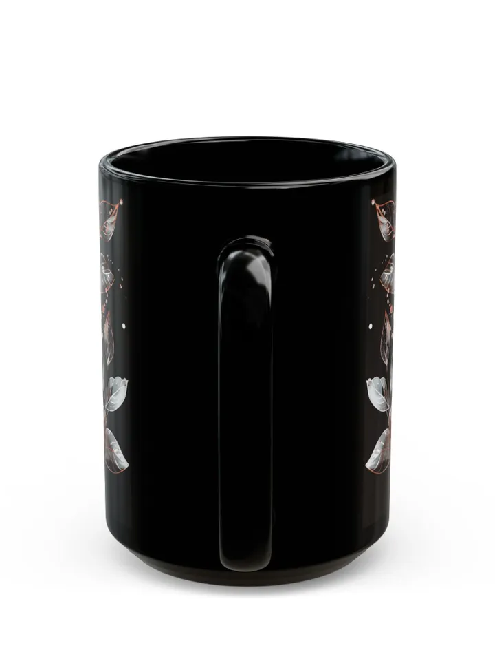 Black Floral Mug, Coffee Lover Gift, Tea Cup, Home Decor, Chic Kitchen Accessory, Ceramic 11oz 15oz