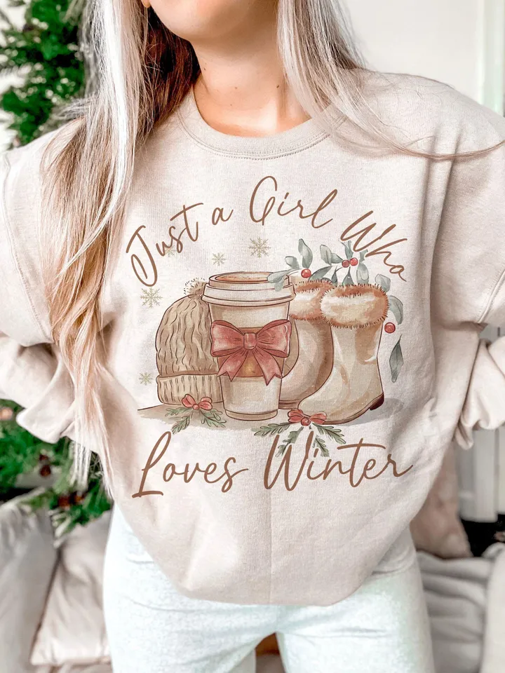Just a Girl Who Loves Winter, Coquette Winter Basics Png, Retro Snowman Hot Cocoa ng, Winter Shirt Png, Christmas Girly Png, Cozy Winter Png