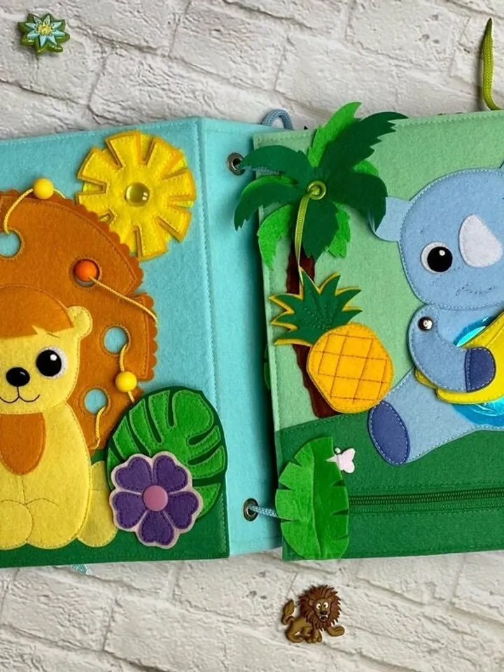 Animals Quiet book pattern pdf, Africa Felt activity book pattern, DYI Quiet book sewing for kids 2, 3, 4 year old, Baby soft book tutorial