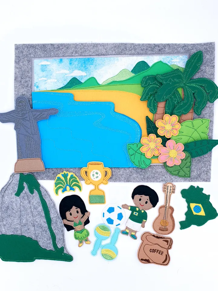 Digital Countries Brazil Embroidery - Baby Shower Gift - DIY Project