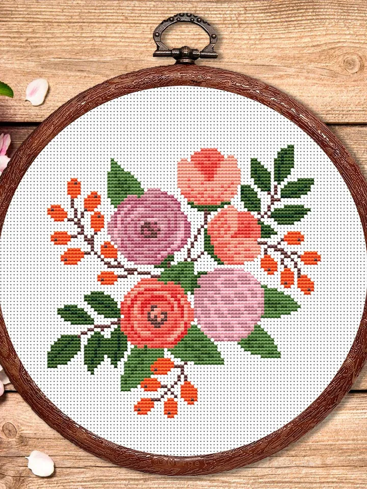 The Flowers Cross Stitch Pattern, Rose Cross Stitch Pattern, Embroidery Rose, Flower xStitch, Meadow Flowers Cross Stitch Pattern #flw015