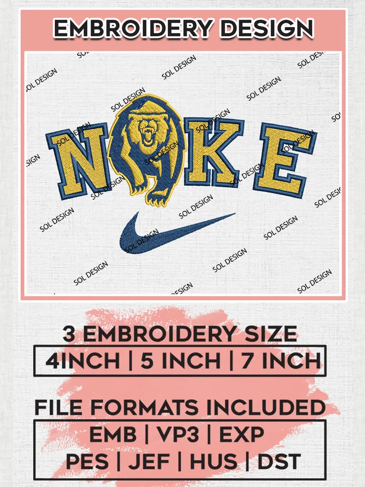 Nike California Golden Bears Machine Embroidery Design, NCAA California Golden Bears Embroidery Design Design files, NCAA Embroidery Designs, NCAA Machine Embroidery Designs, Digital Download