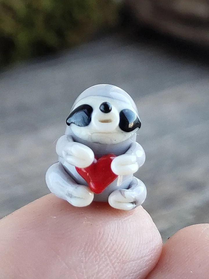 Sloth gifts I love you Sloth figurine Sloth ornament Sloth Valentine Glass sloth Miniature animals Zen garden sloth figurine Heart gift