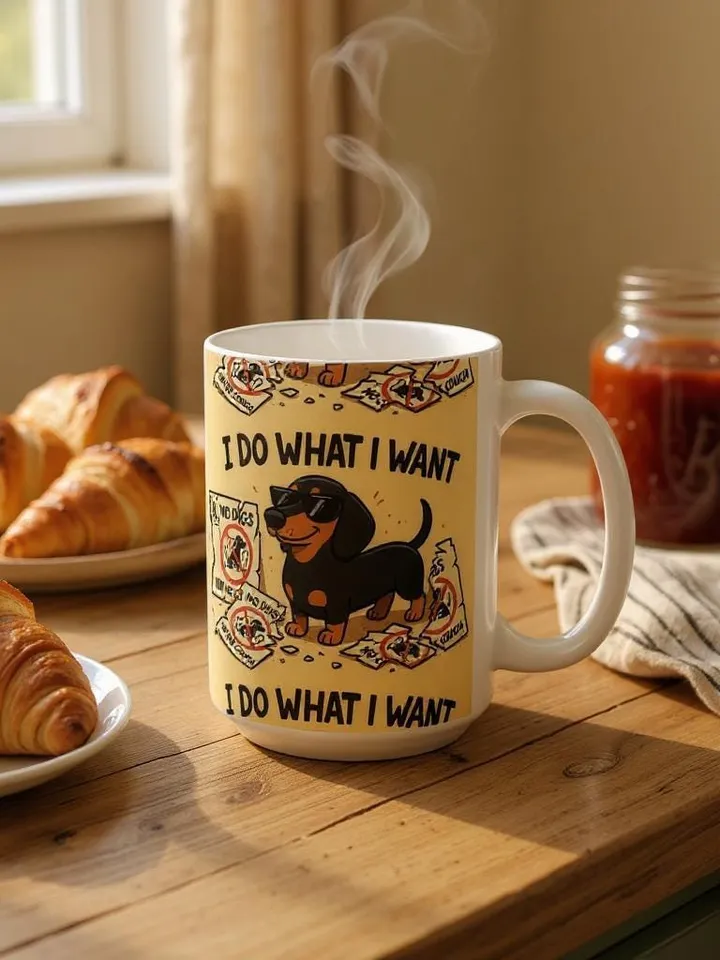 Whimsical Dachshund Dog Lover Ceramic Mug,I Do What I Want, Gift for Pet Owners, Coffee Cup, Cute Dog Mug, Animal Lovers, Gift For Dog Mom
