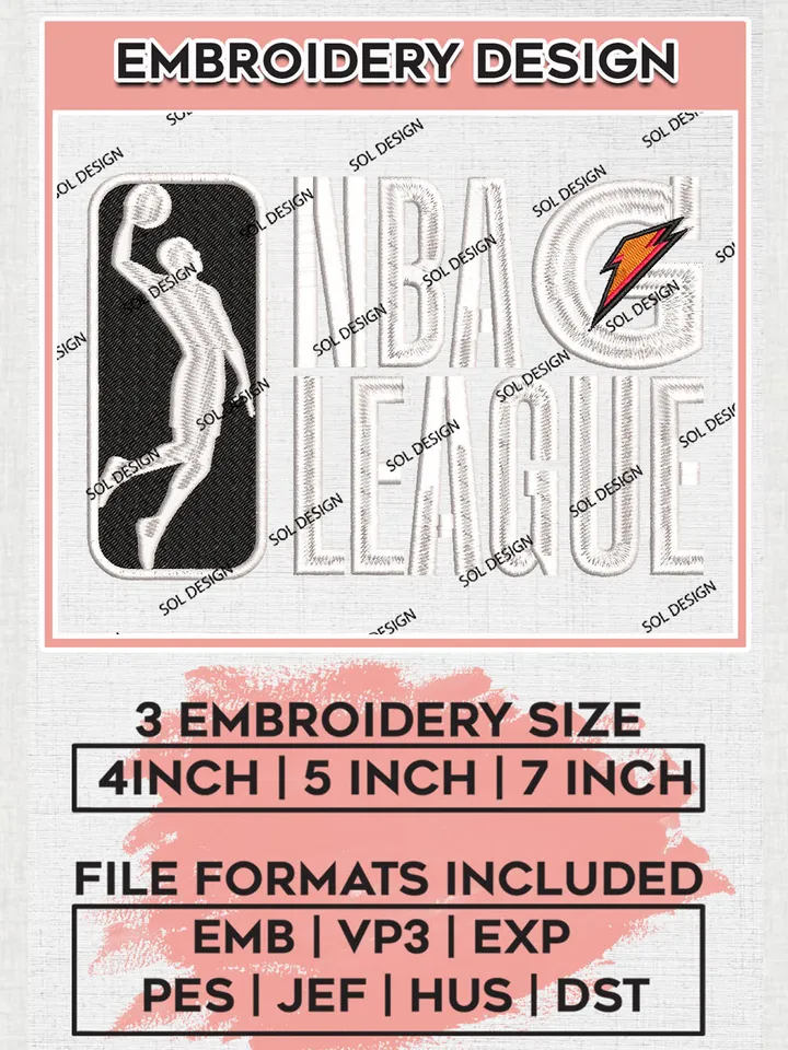 NBA G League Word Logo Embroidery Designs, NBA Team Embroidery Files, Basketball Machine Embroidery Designs, NBA Logo, Sport Machine Embroidery Design, Digital Download