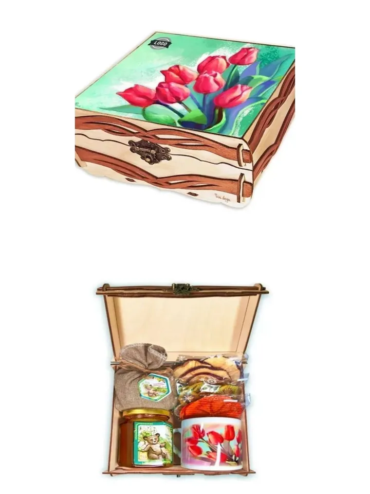 Gift set box with honey "Tulips"