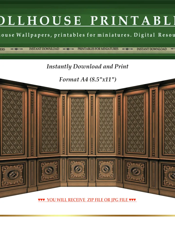 Wallpapers- Set 7-v6 | Printables for Dollhouses and Unique Miniature Projects | Digital Downloads | in Scale 1/12th