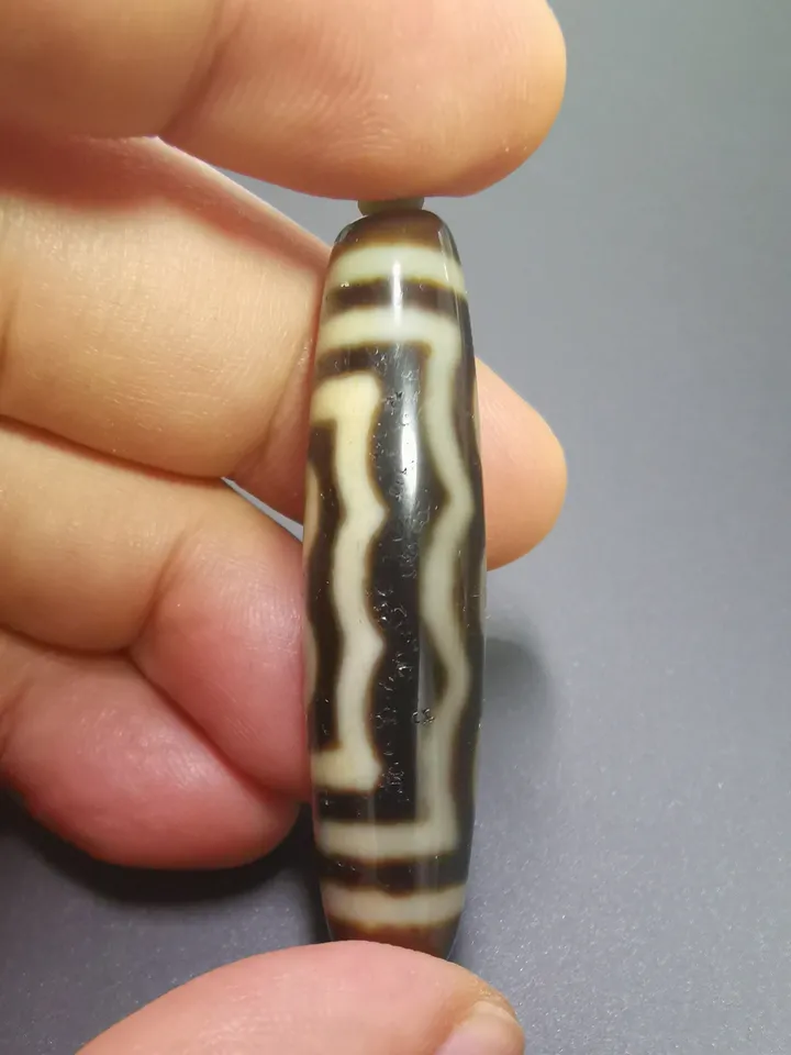 Gandhanra Antique Tibetan Dzi Bead(30 Years Old),Unique 5 Eyed Zee Bead,Protective Amulet Bead,Attract Wealth and Good Luck