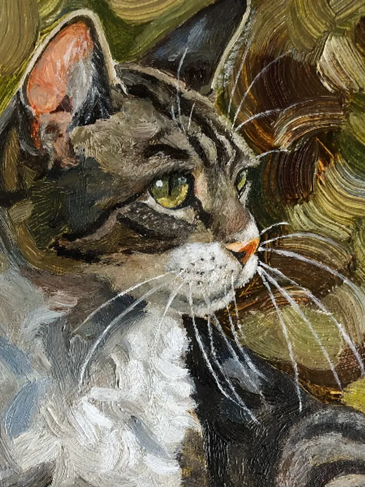 Cute cat portrait pet painting original oil painting hand painted modern impasto painting wall art 6x9 inches