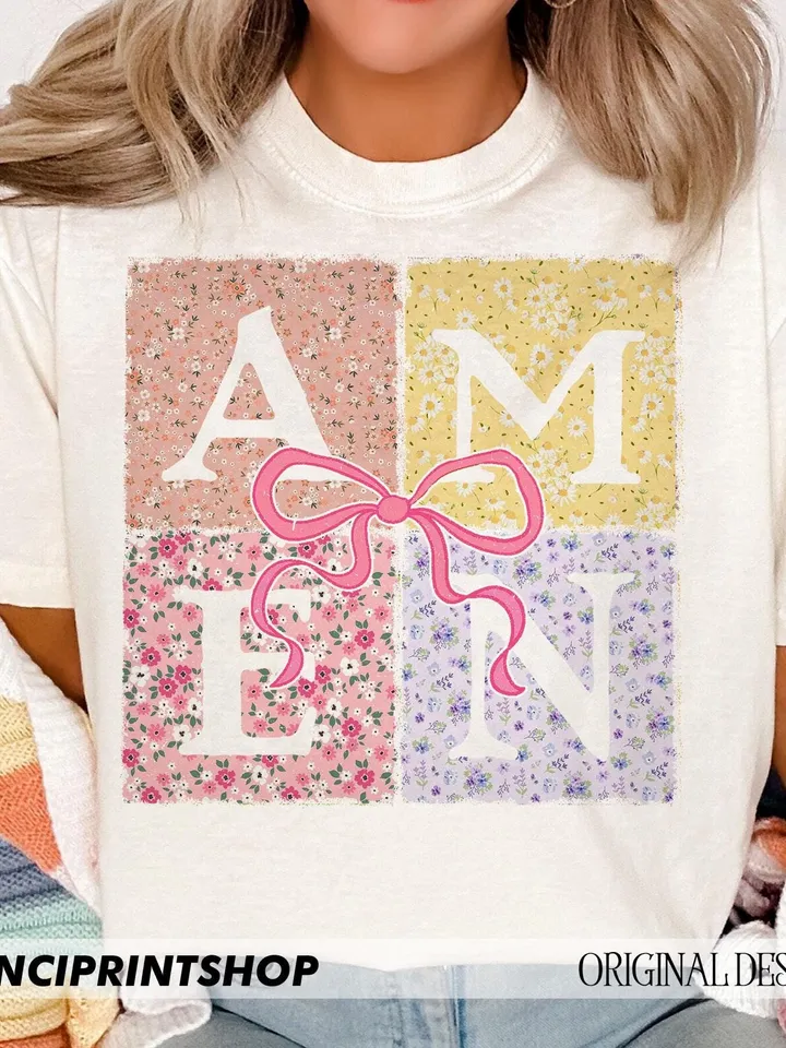 Amen coquette bow png, floral amen png, floral easter png, easter png, easter christian png, floral spring png, easter bible verses png