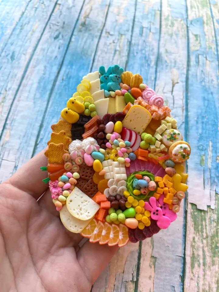 Magnet Miniature Easter Charcuterie Board with polymer clay Souvenir