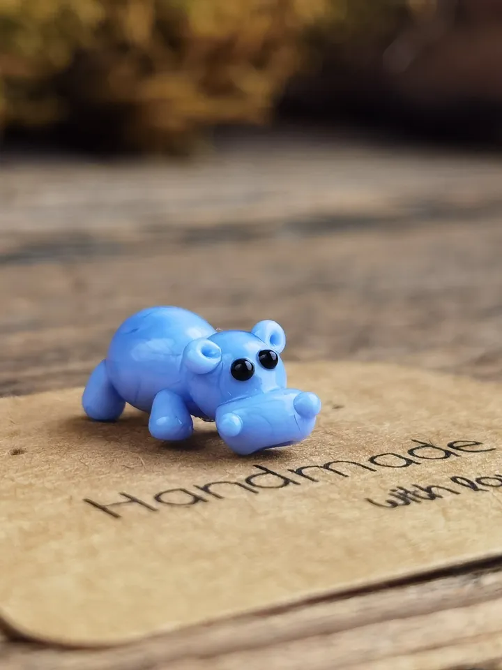 Hippo figurine Hippo art Hippo gifts Hippo ornament Hippo statue Hippopotamus Hippo for Christmas Miniature animals Tiny glass animals