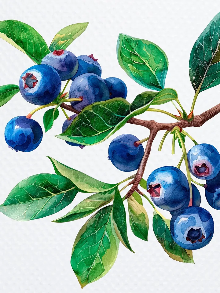 16 Blueberry PNG Clipart, Printable Watercolor Blueberry for sublimation, Blueberry Stem Print, Digital download, Paper craft, junk journals