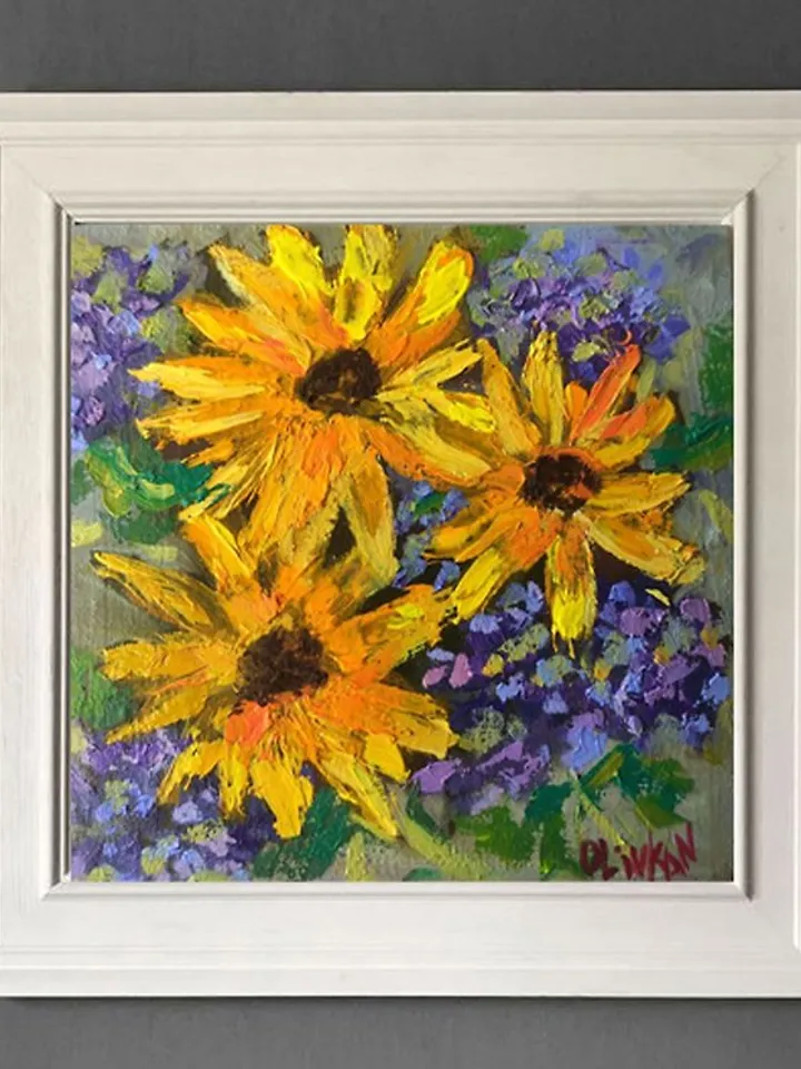 Sunflower Painting Floral Yellow Original Art Sunflower Flower Oil Artwork