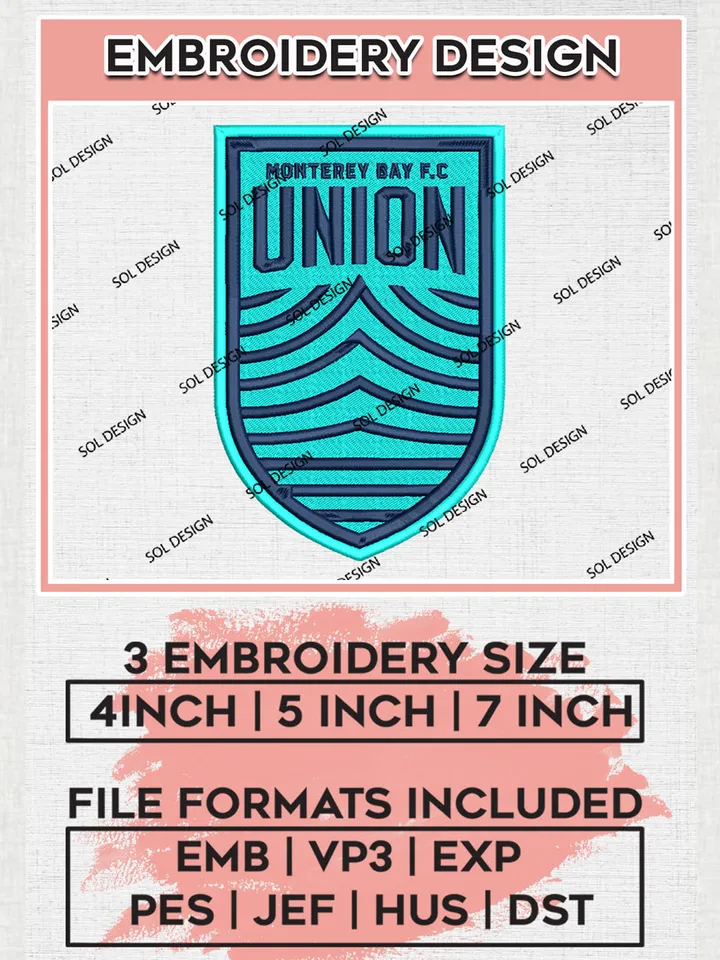 USLC Monterey Bay Logo Embroidery Designs, USLC Monterey Bay Embroidery Design, USLC Embroidery Design Files, USLC Logo, 3 sizes, Machine embroidery Files, Digital Download