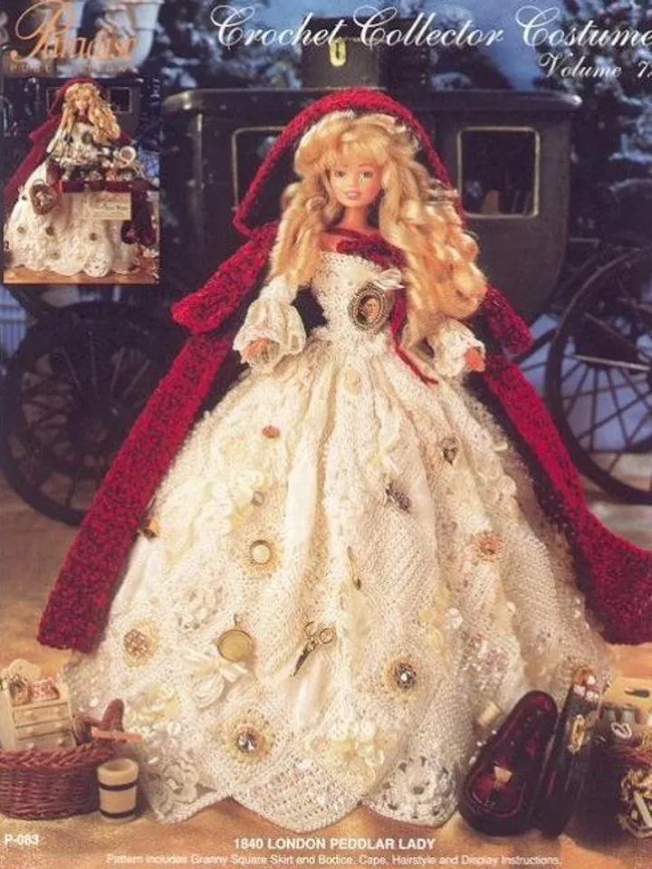 Barbie Dress Crochet Pattern Vintage for Dolls 11-1/2" Digital Download PDF
