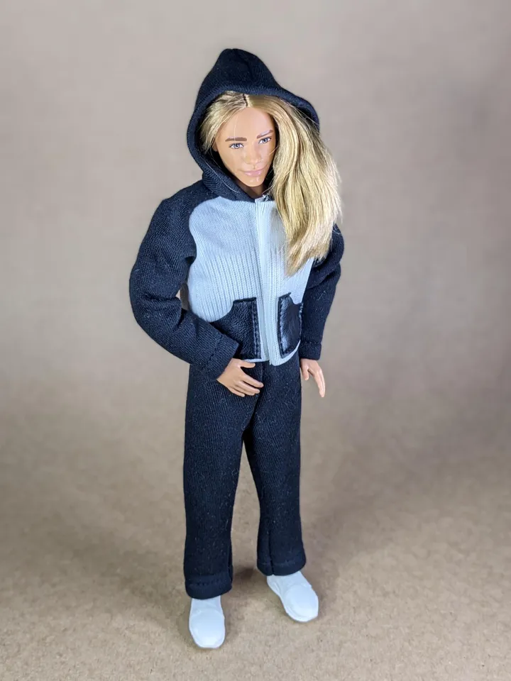 Black & White sport suites for 12-inch fashion male dolls