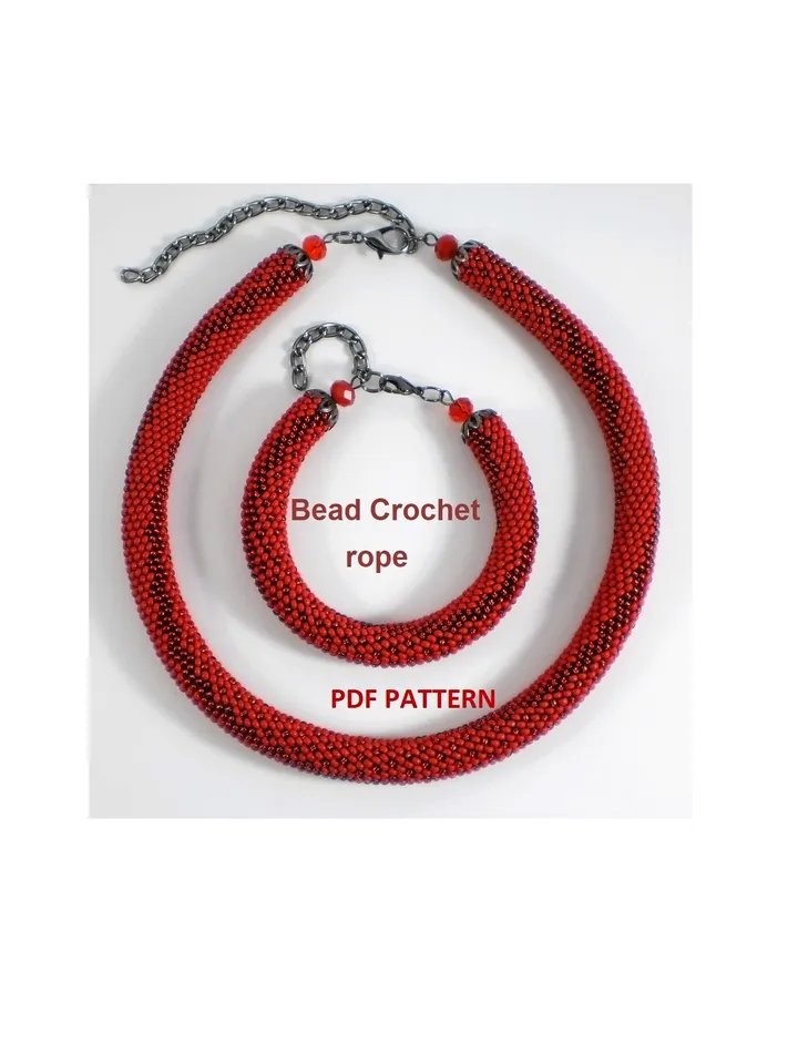 Bead crochet rope pattern for beading necklace and bracelet, DIY, Instant Download, PDF fail
