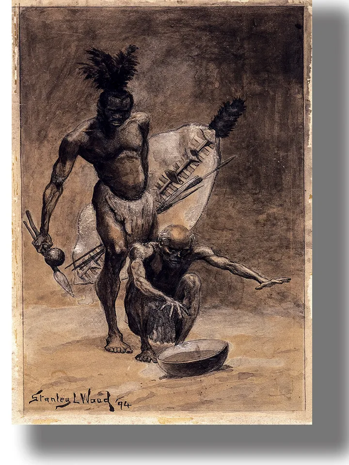 The prophecy of Masuka. African medicine man illustration.