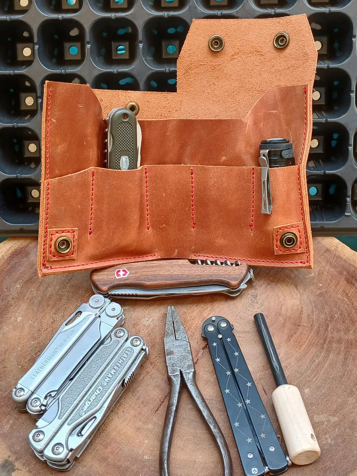Leather knife bag pattern PDF | Multitool, flashlight holster | Sheath | tactical pen, organizer | Tutorial | Multitool Sheath Bag Purse