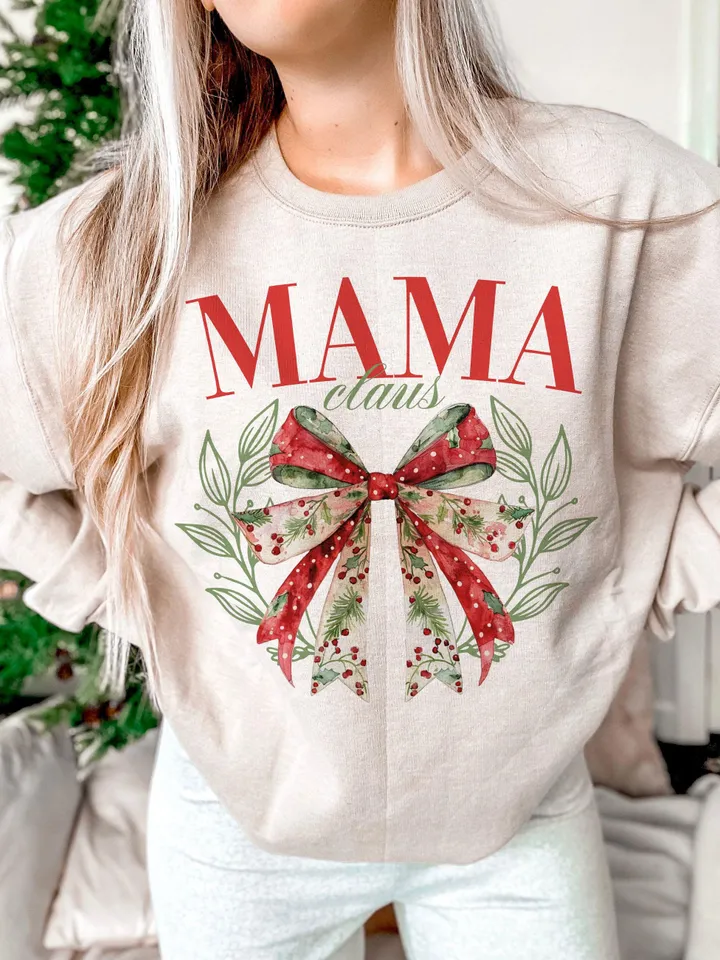 Mama Claus PNG, Coquette bow Christmas png, Christmas Season Png, Christmas png, Retro Christmas Shirt PNG, Pink Christmas png files