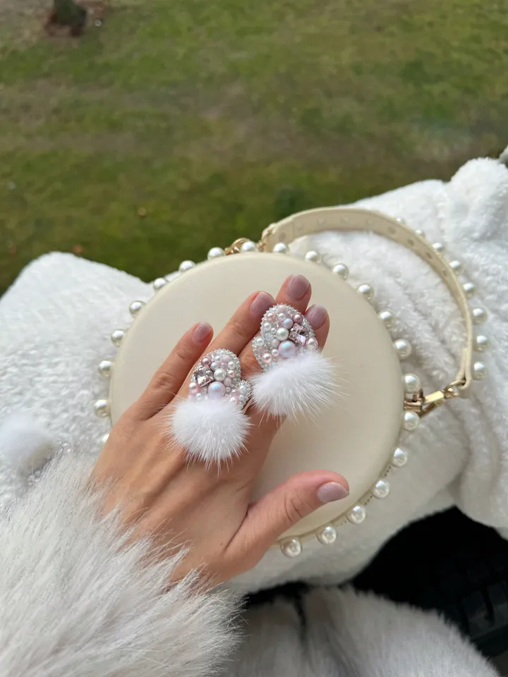 Handmade brooch Hat and mittens