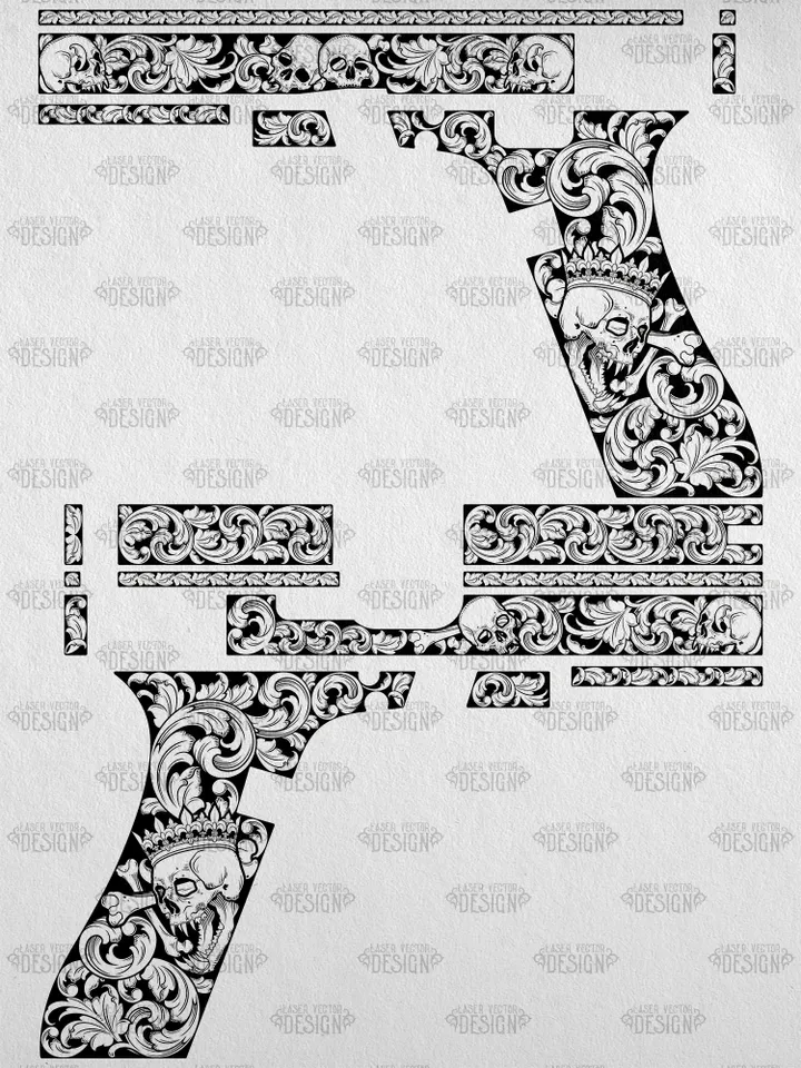 VECTOR DESIGN Glock 22 gen 4 Skull with crown and scrolls