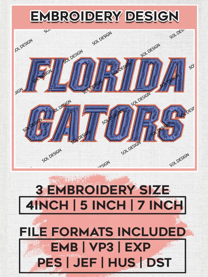 NCAA Florida Gators Team Writing Logo Embroidery Design Files, NCAA Florida Gators Machine Embroidery, NCAA Teams, 3 sizes, NCAA Machine embroidery designs, Digital Download