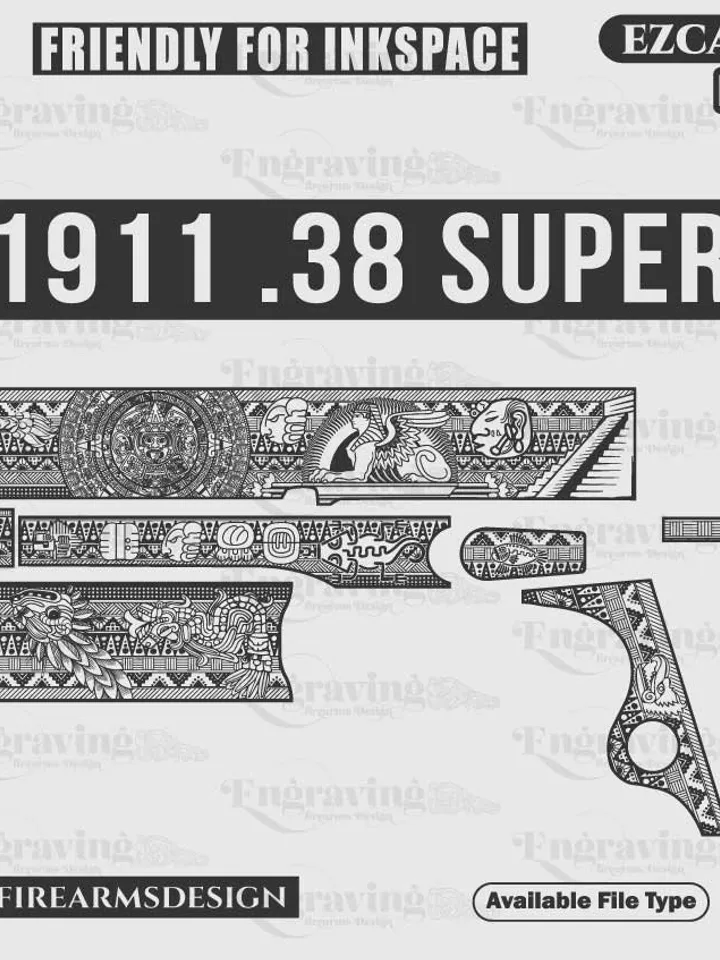 1911 38 super Rockisland Aztec Design Svg,lasercut,laserengraving,engravingfiles,laserpattern,engravingdesign,engravingpattern,metalart