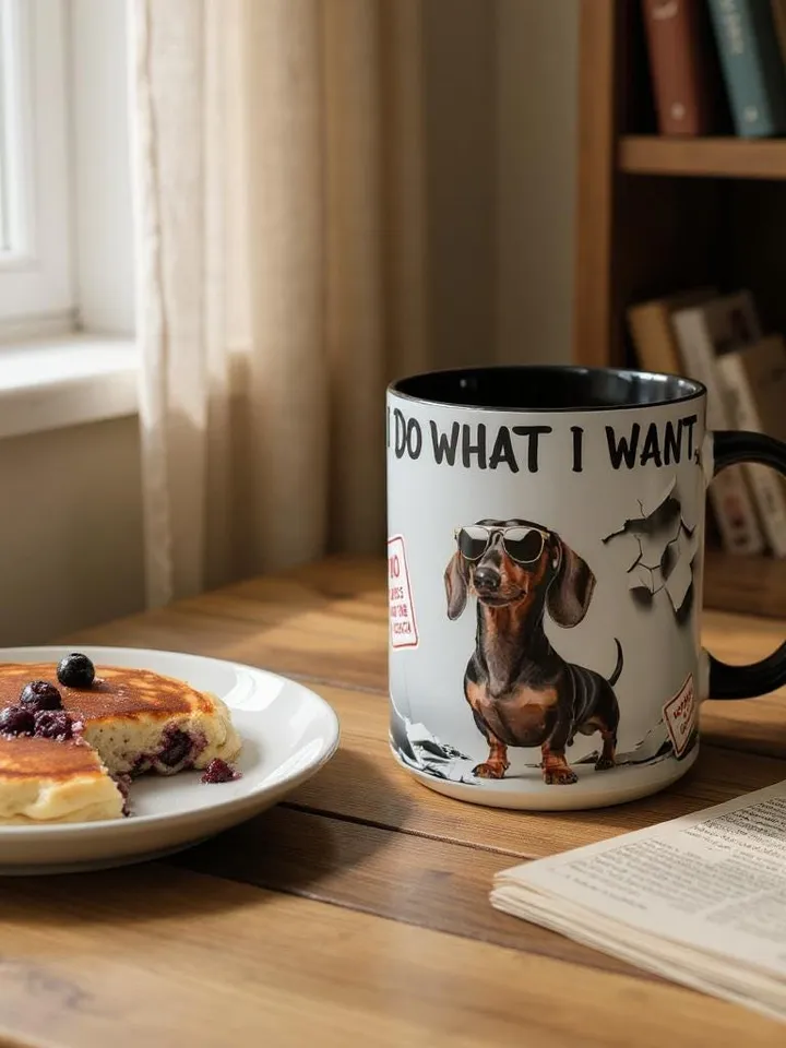 Dachshund French Toile de Jouy Ceramic Mug, Toile Coffee Cup for Doxie Mom, Sausage Dog Lover Gifts, Dog Tea Drinkware, Gift For Dog Lovers